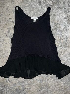 Forever 21 Black Ruffle Hem Sleeveless Tank